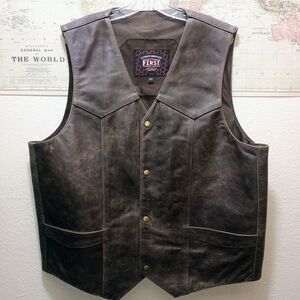 Men's Distressed Brown Leather Vest